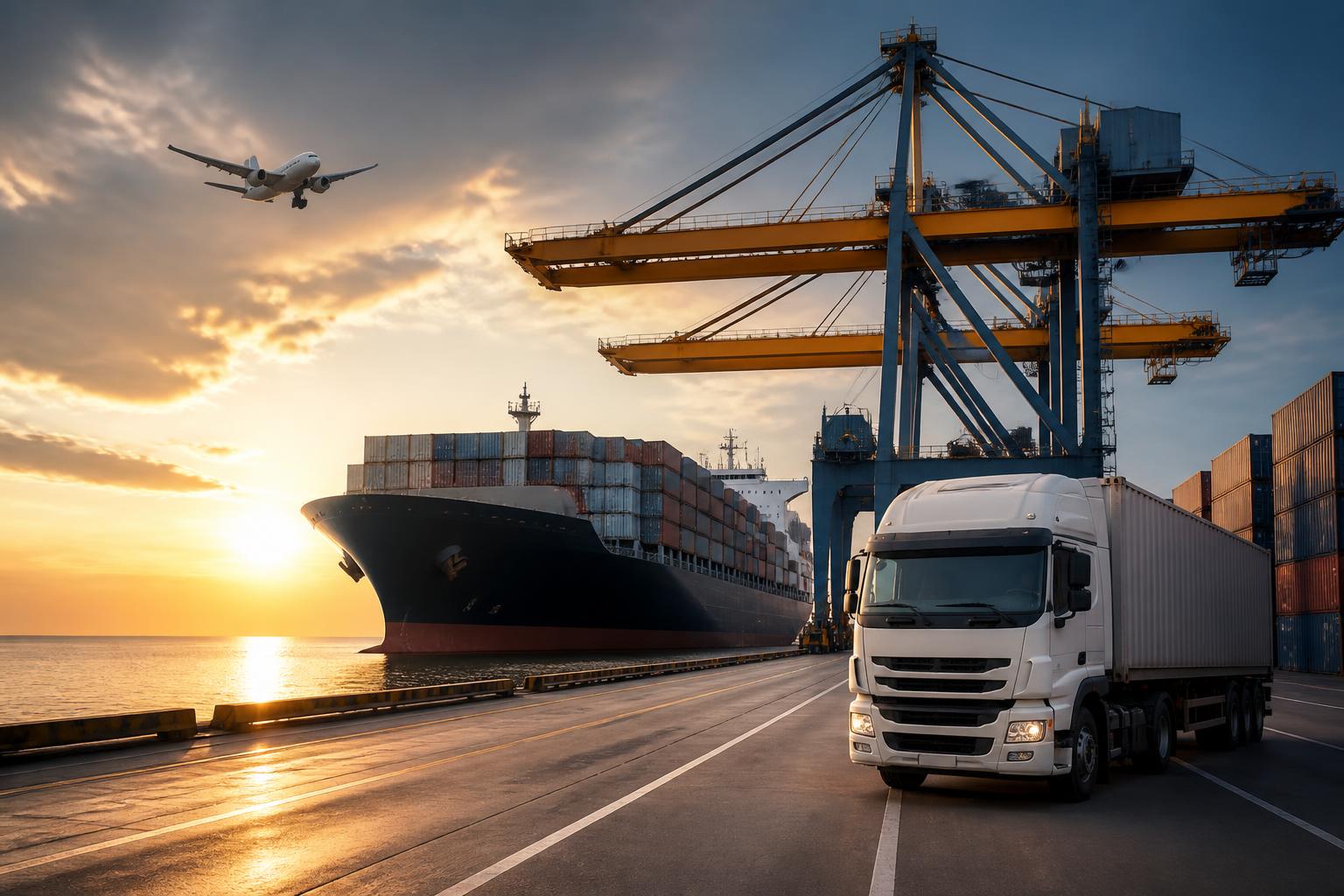 Shipping port used as background for the quote call panel